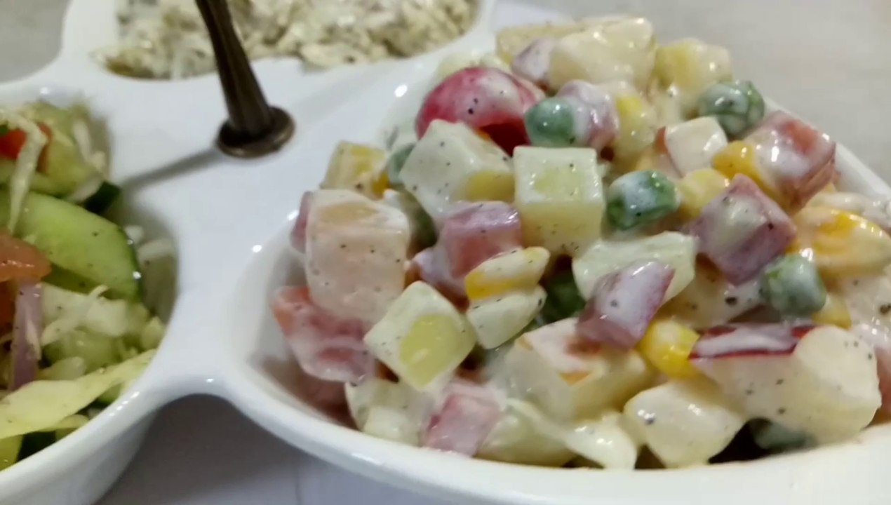 3 Tasty Salads| Russian Salad| Cabbage Salad| Kachumber Salad| Easy Recipe| By Safina's Kitchen.