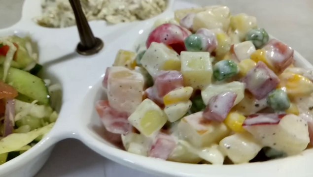 3 Tasty Salads| Russian Salad| Cabbage Salad| Kachumber Salad| Easy Recipe| By Safina's Kitchen.