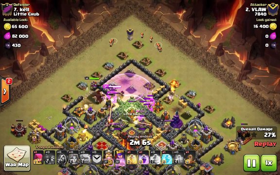 Clash of Clans TH10 vs TH10 Clan War 3 Star Attack Strategy Golem, Wizard _ Valkyrie (GoWiVa)
