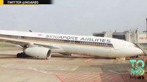 Tren de aterrizaje de un avión de Singapore Airlines colapsa minutos antes de despegar