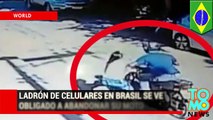 Ladrón en Brasil debe abandonar su motocicleta luego de robarle el celular a una mujer
