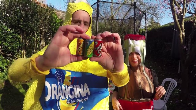 CHALLENGE sur TRAMPOLINE en COUPLE - COCA-COLA vs ORANGINA - Celui qui en renverse le moins gagne