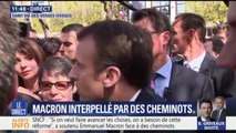 Interpellé par des cheminots, Emmanuel Macron 