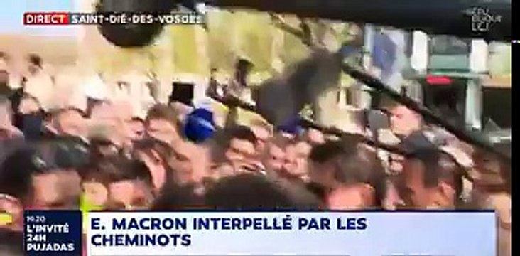 Macron hué, vivement pris à parti et en difficulté face aux cheminots à Saint-Dié (2)
