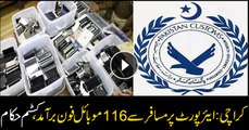 116 cell phones recovered from a passenger in Karachi airport, Custom