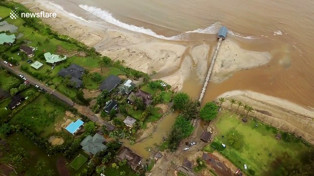 Drone footage shows scale of Hawaii floods as hundreds evacuated