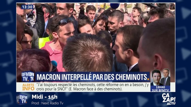 Je vous le dis les yeux dans les yeux : échange tendu entre Emmanuel Macron et des cheminots