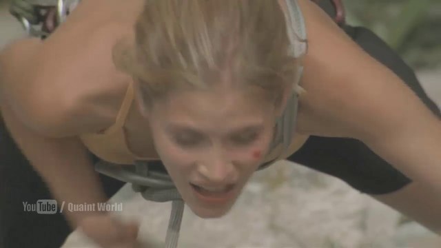 College students Rich Stoker (Joel Harris) and Halley Smith (Yvonne Gaudry) first rock climbing scene deep in a remote forest of West Virginia