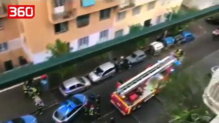 Shqiptari tenton të hidhet nga tarraca e pallatit në Itali, policët e kapin në ajër (360video)