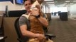 Office Worker Gets Through His Day With Hugs From a Special Corgi