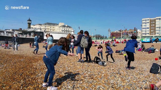 Brighton beachgoers soak up rays during UK heatwave