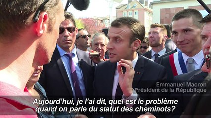 Macron interpellé par des cheminots à Saint-Dié-des-Vosges