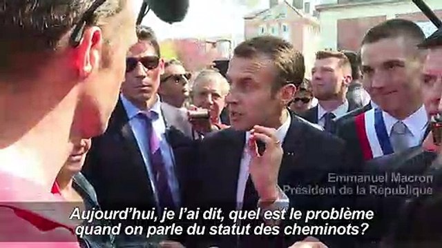 Macron interpellé par des cheminots à Saint-Dié-des-Vosges