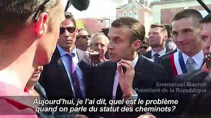 Macron interpellé par des cheminots à Saint-Dié-des-Vosges