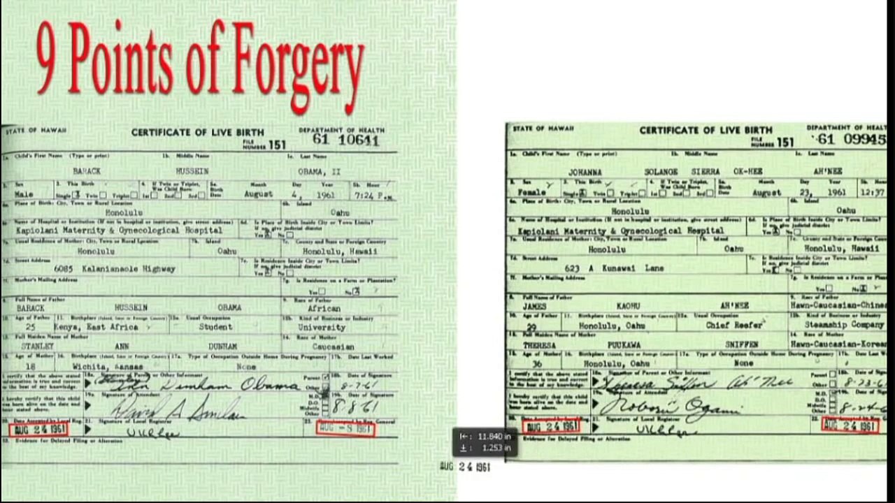 9 Points of Forgery Barack Obama Birth Certificate Fraud PROOF
