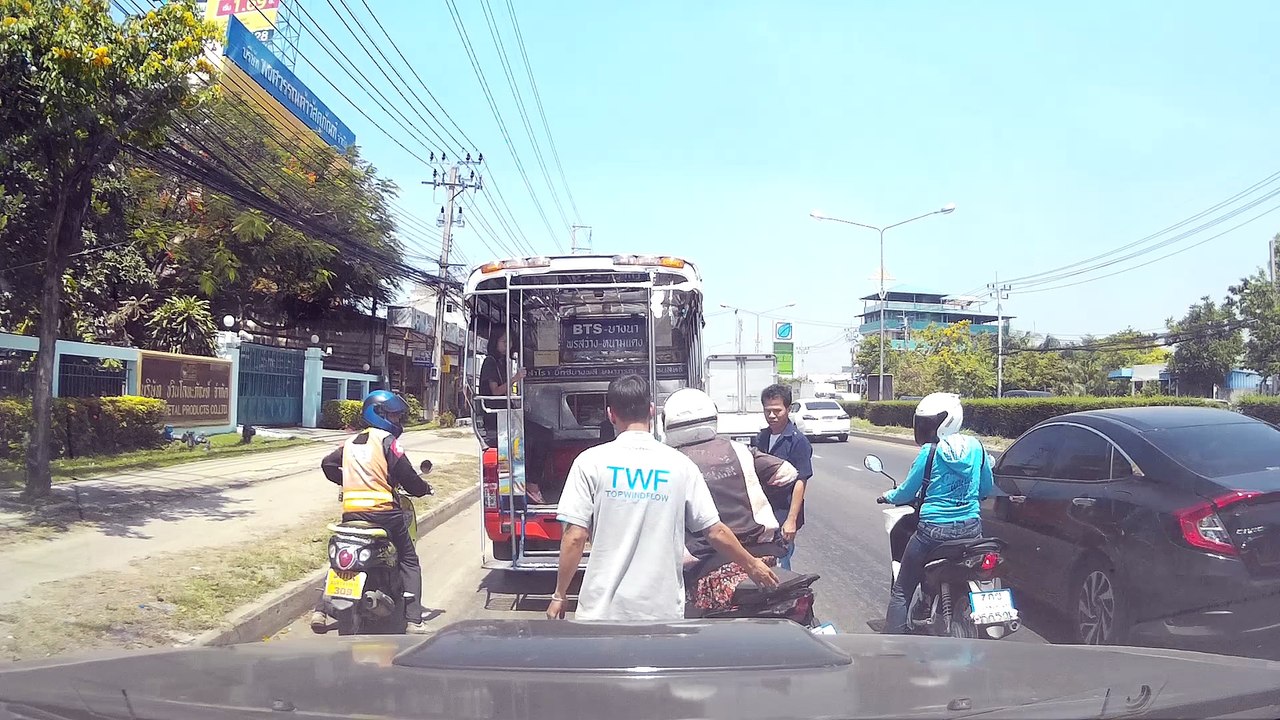 Close Call for Motorcyclist in Thailand