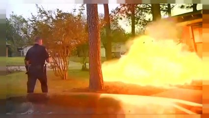 شاهد: انفجار منزل في وجه الشرطي