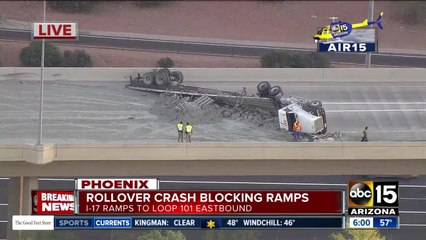 Rollover crash blocks I-17 to Loop 101