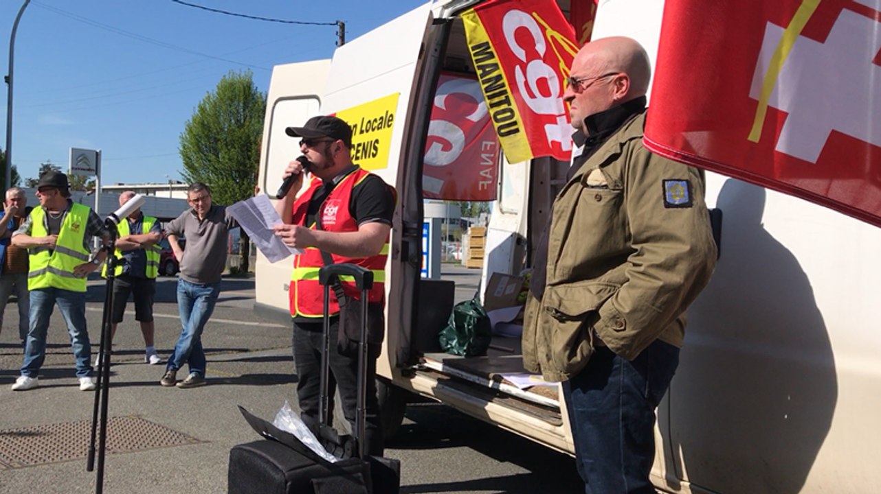 Nicolas Eline, délégué syndical CGT à Toyota lors de la manifestation du jeudi 19 avril 2018.