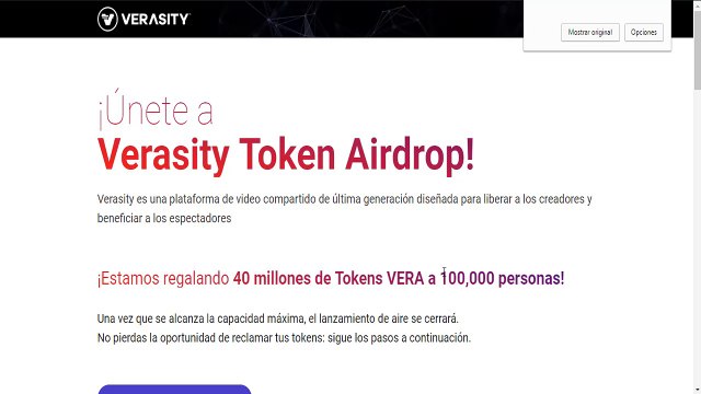 Verasity en airdrop, gana tus tokens