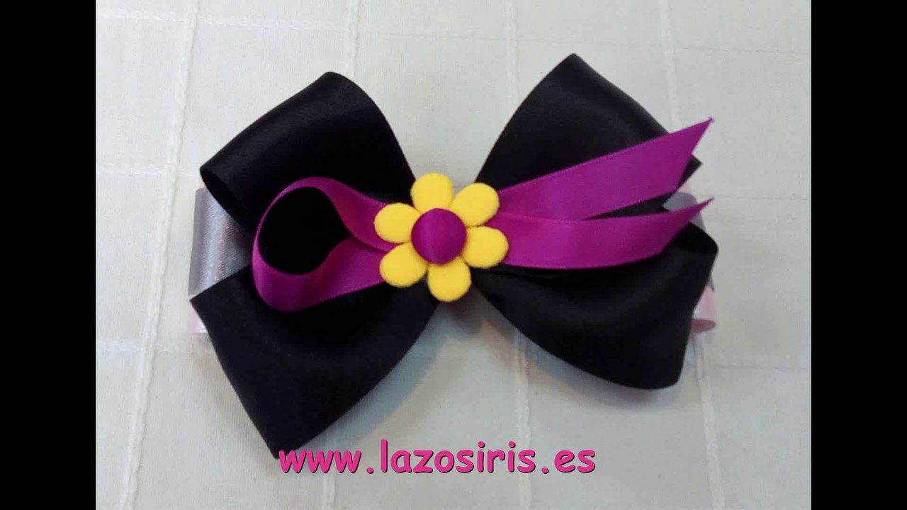 Como hacer un lazo de varios colores con flor paso a paso