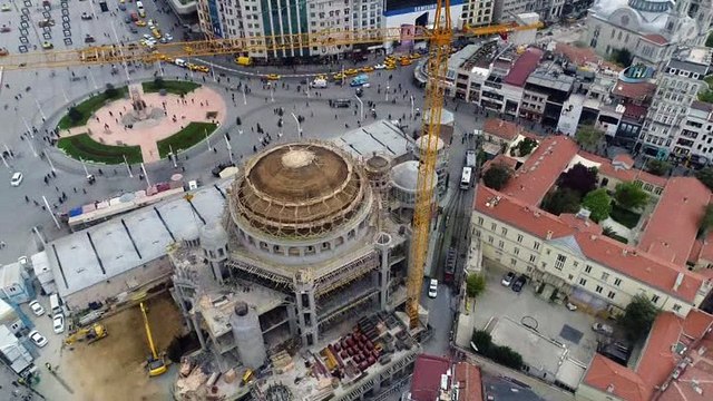 Taksim Camii inşaatında son durum havadan görüntülendi