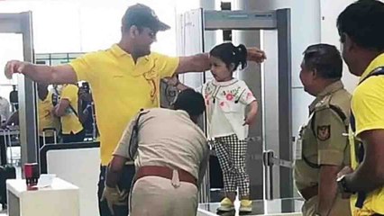 Ziva Dhoni becomes Checking instructor at Airport for MS Dhoni, Watch Video | FilmiBeat