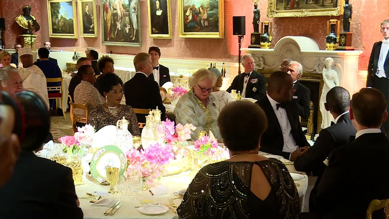 The Queen hosts dinner at Buckingham Palace