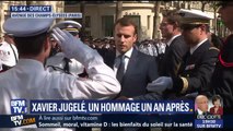 Emmanuel Macron remet les insignes de chevalier de l'ordre national du Mérite aux cinq équipiers de Xavier Jugelé