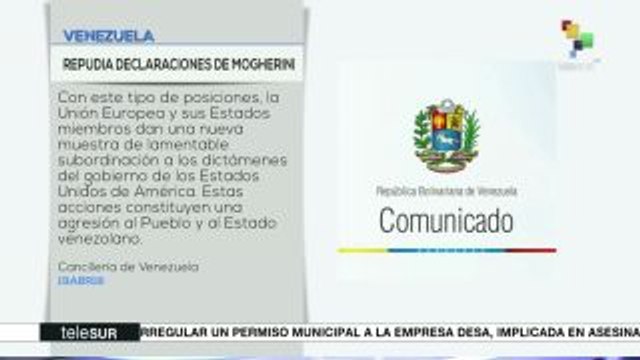 Venezuela repudia declaraciones injerencistas de Federica Mogherini