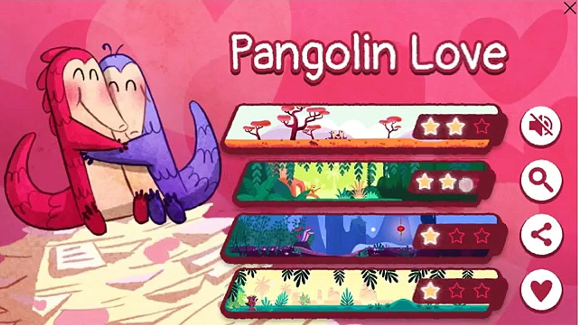 Google Doodle Valentines day 2017: Pangolin love (Valentines mini game of  Google) - Dailymotion Video