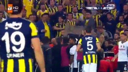 Besiktas abandonou jogo com Fenerbahçe após treinador ser atingido por cadeira (vídeo)