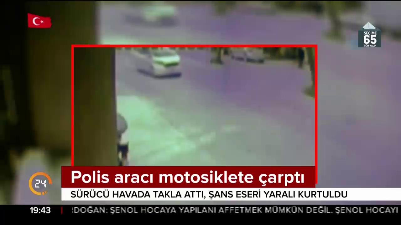 Polis aracı motosiklete çarptı