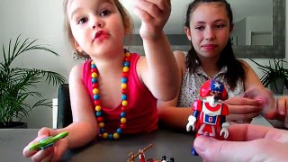 Challenge Hand Spinner Versus Playmobil ! Bonbons Gummy Food