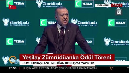 Cumhurbaşkanı Erdoğan Yeşilay Zümrüdüanka Ödül Töreni'nde konuştu