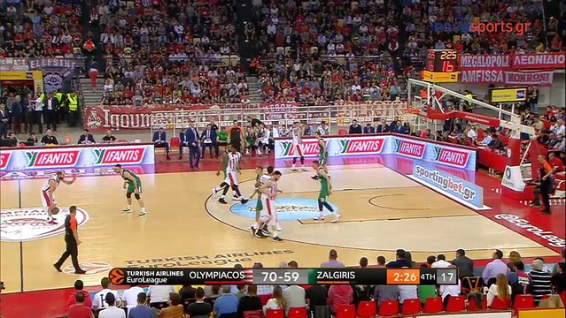 Απίστευτη πάσα από τον Βασίλη Σπανoύλη και alley-oop κάρφωμα από τον Τζαμέλ Μακλίν - Ολυμπιακός vs Ζαλγκίρις 20.04.2018