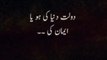 دولت دنیا کی ہو یا ایمان کی_جتنی بڑھتی جائے گی اتنی نیند کم ہوتی جائے گی ۔۔_Urdu poetry