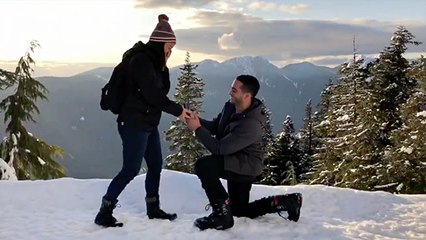 Snowy Mountaintop, Romantic Sunset, Perfect For Proposal