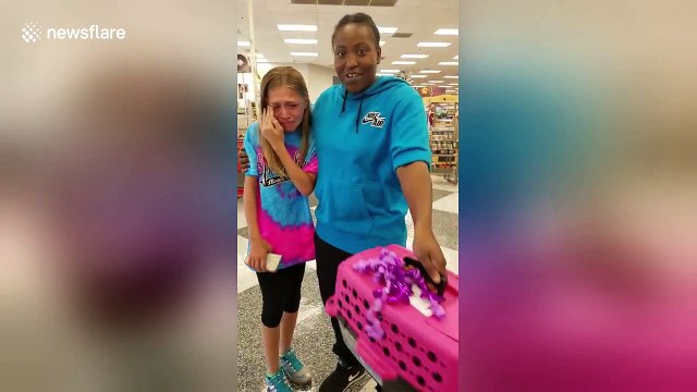Adorable moment a girl gets surprise gift of a puppy