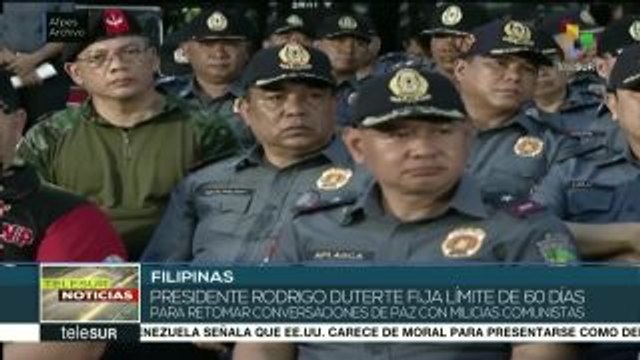 Duterte fija límite de 60 días para retomar conversaciones de paz