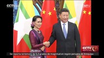 El presidente chino se reúne con la consejera de Estado de Myanmar en Beijing