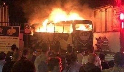 Altay'ın takım otobüsü alev alev yandı