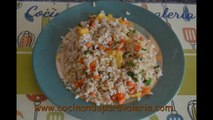 Receta de arroz tres delicias (con arroz integral) #Cocina rápida y fácil