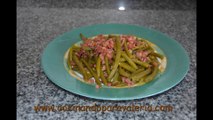 Receta de judías verde redondas con jamón paso a paso # cocina rápida y fácil
