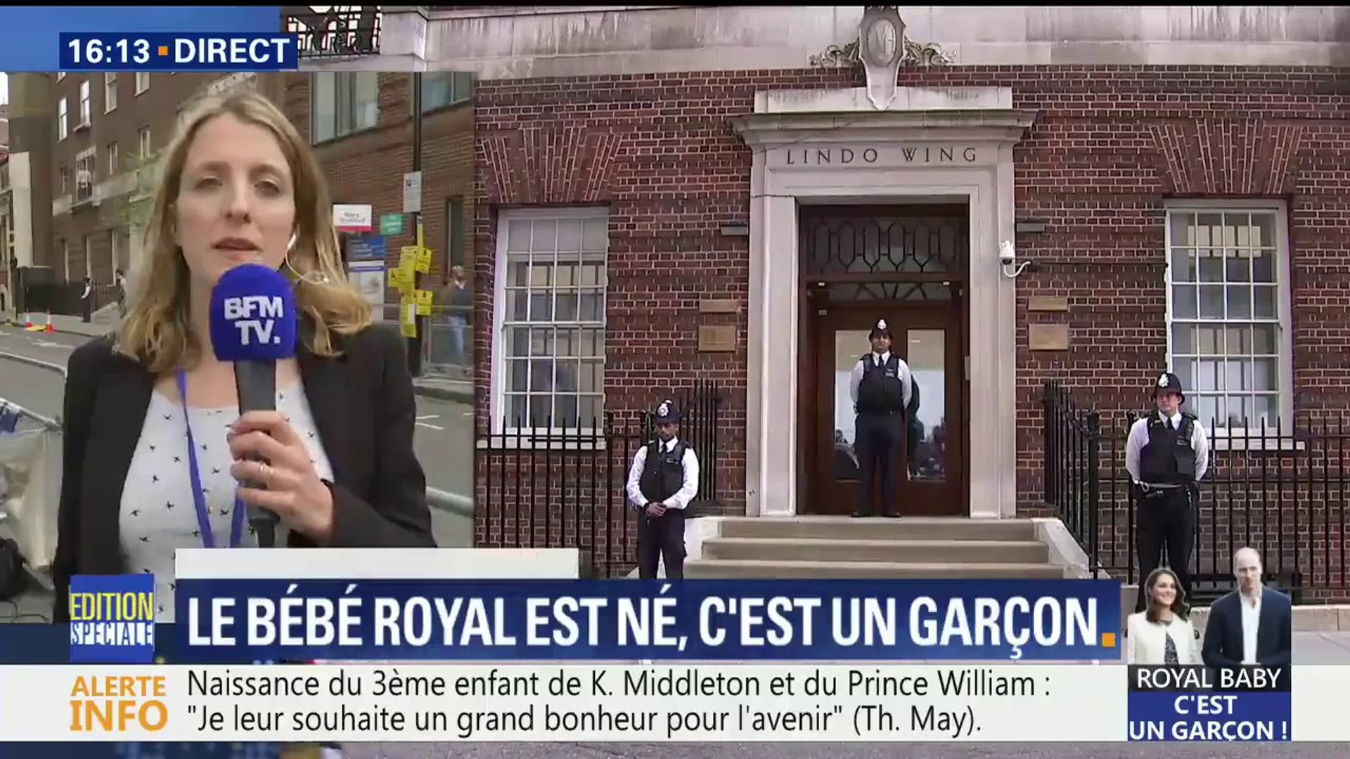 Pour Feter La Naissance Du Bebe Royal Des Bookmakers Distribuent Des Coupes De Champagne A Cote De La Maternite Video Dailymotion