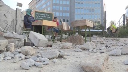 Save the Children recreates destroyed Syrian school in Brussels