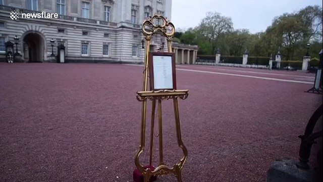 People line up to see royal baby notice outside Buckingham Palace