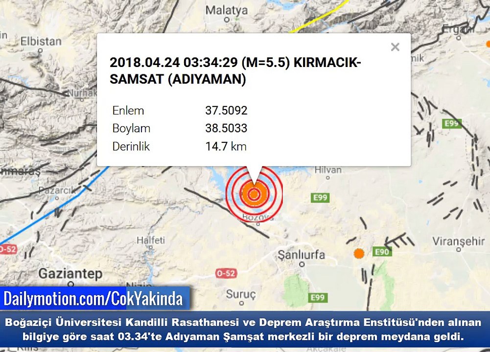 Adıyaman'da 6 Büyüklüğünde Deprem 24.04.2018