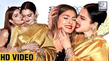 Rekha Gives A LOVE BITE To Raveena Tandon In Front Of Media