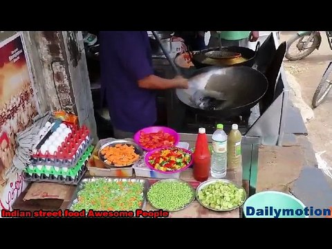 Indian street Food - Chicken Fried Rice with Fresh Vegetables - Mouth Watering Indian Street Foods